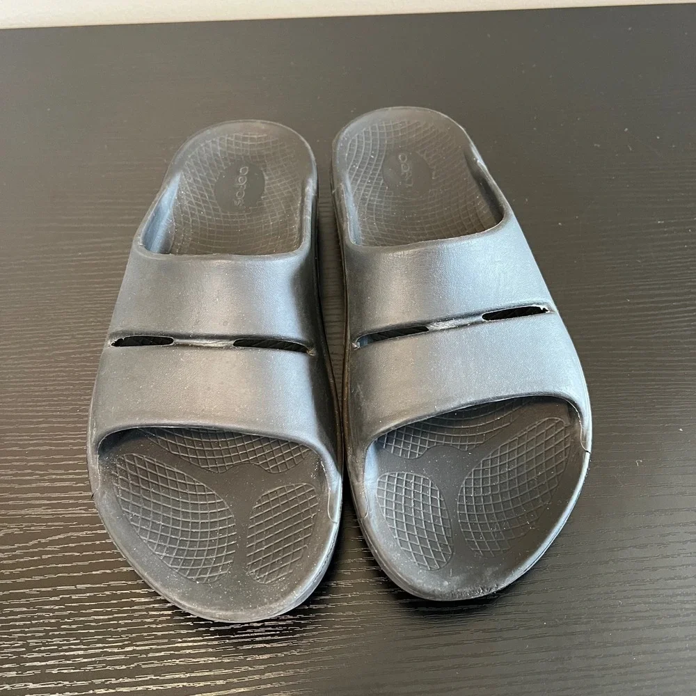 OOFOS OOahh Sport Recovery Slides Black Men's 12 Sandals